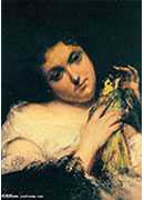 ĵŮФ - portrait of a woman holding a parrot