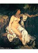 woman sleeping by a stream