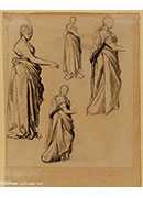 four studies of a draped female figure