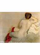 nudo con le calze rosse