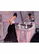 woman at a dressing table