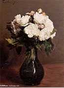 white roses in a green vase