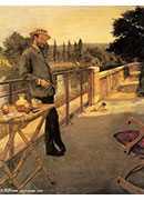 an elegant man on a terrace