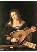 woman playing a lute