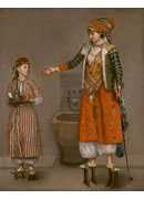 һװŮ˺ - a lady in turkish costume with her servant at the hammam