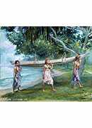 girls carrying a canoe, vaiala in samoa