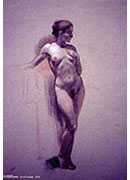 Ůӽ - conte drawing (female nude seen from the front)