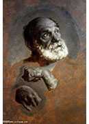 grisaille study of bearded man for agape