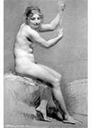 Ů - female nude holding on to a staff