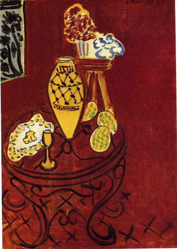 Interior in Venetian Red<br>1946, 92 x 65 cm<br>ղڣMuse Royaux des Beaux-Arts, Brussels, Belgium